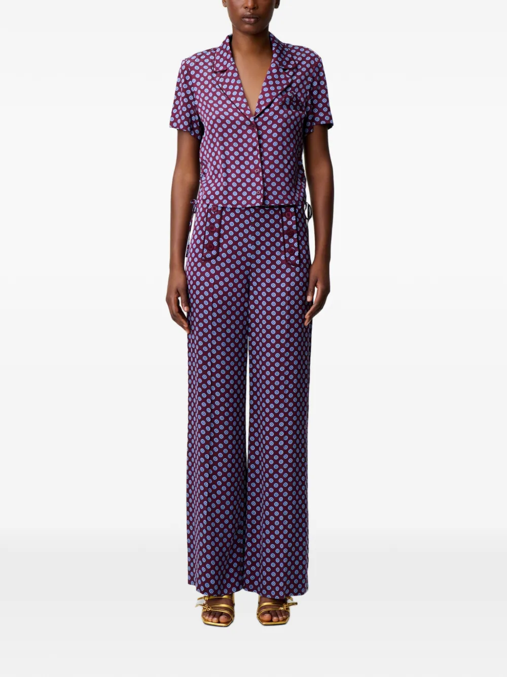 Claudie Pierlot Cropped blouse met geometrisch patroon Rood