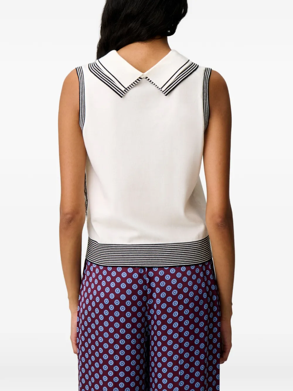 Claudie Pierlot Mouwloze top met gestreepte afwerking Wit