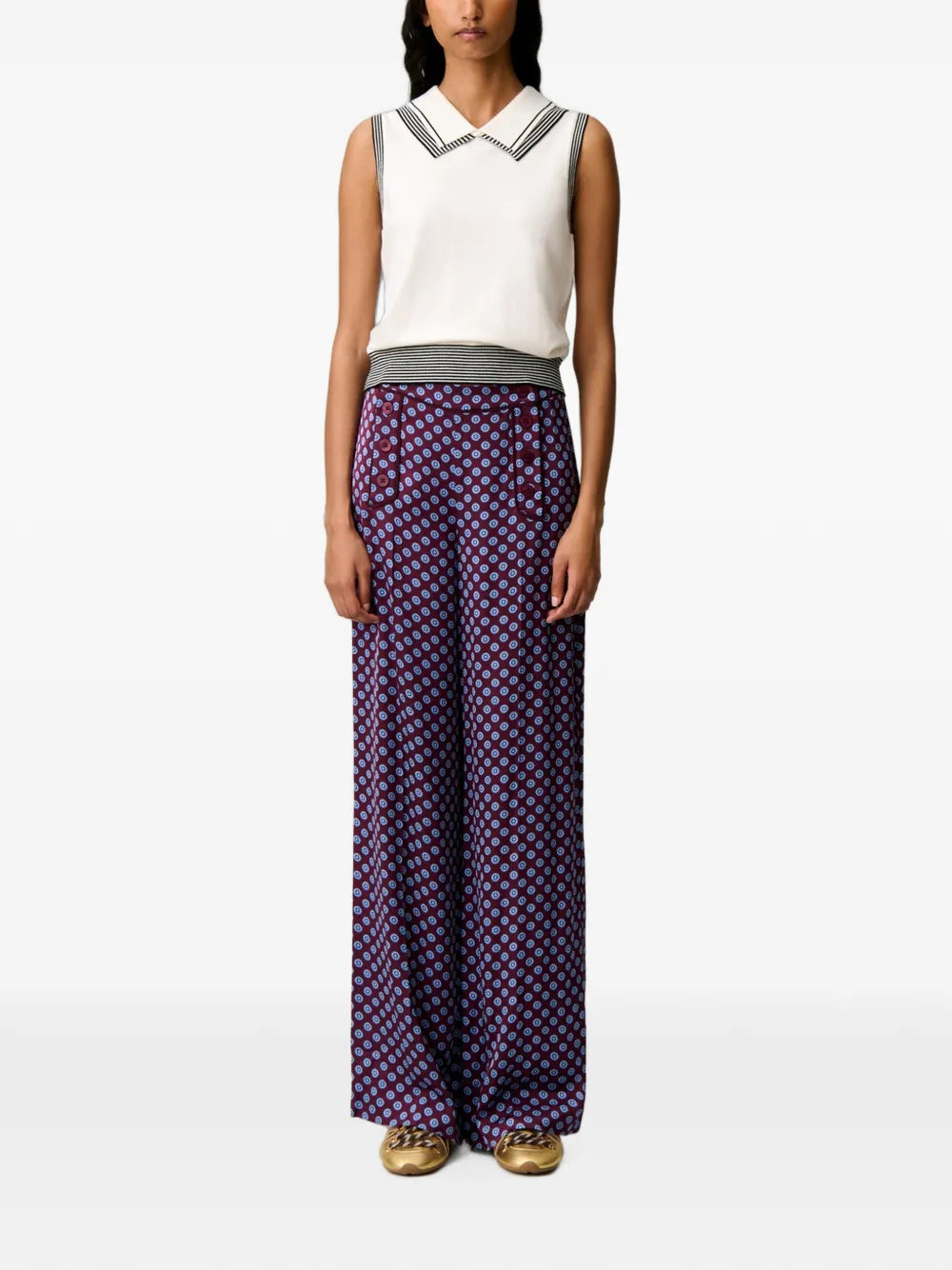 Claudie Pierlot Mouwloze top met gestreepte afwerking Wit