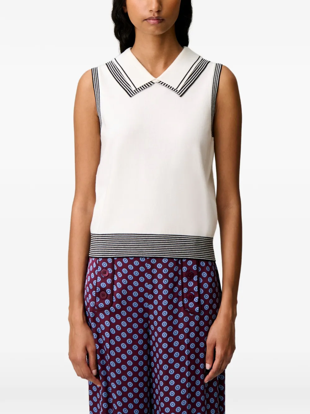 Claudie Pierlot Mouwloze top met gestreepte afwerking Wit