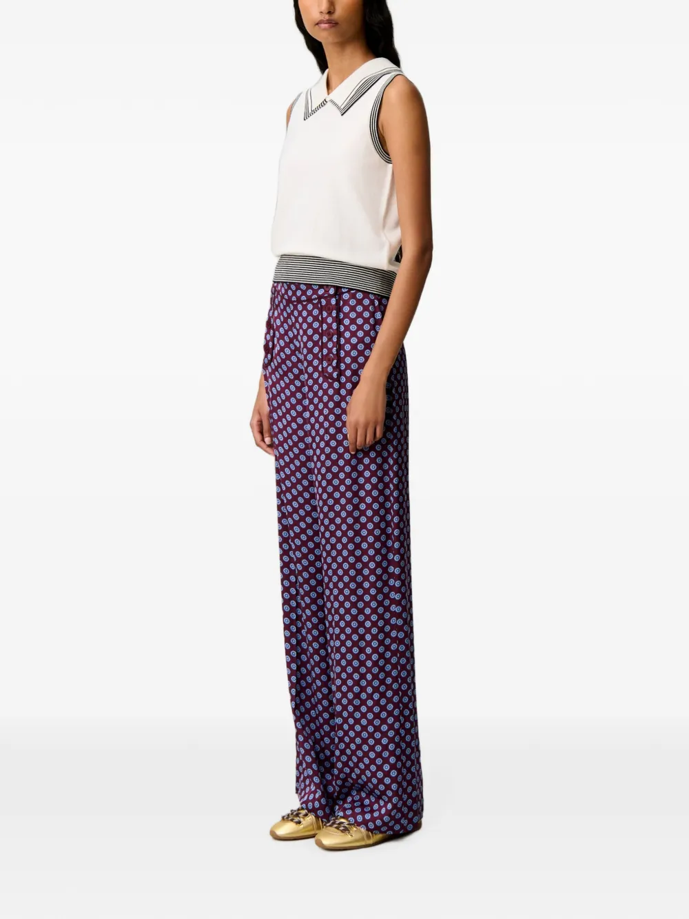Claudie Pierlot Mouwloze top met gestreepte afwerking Wit