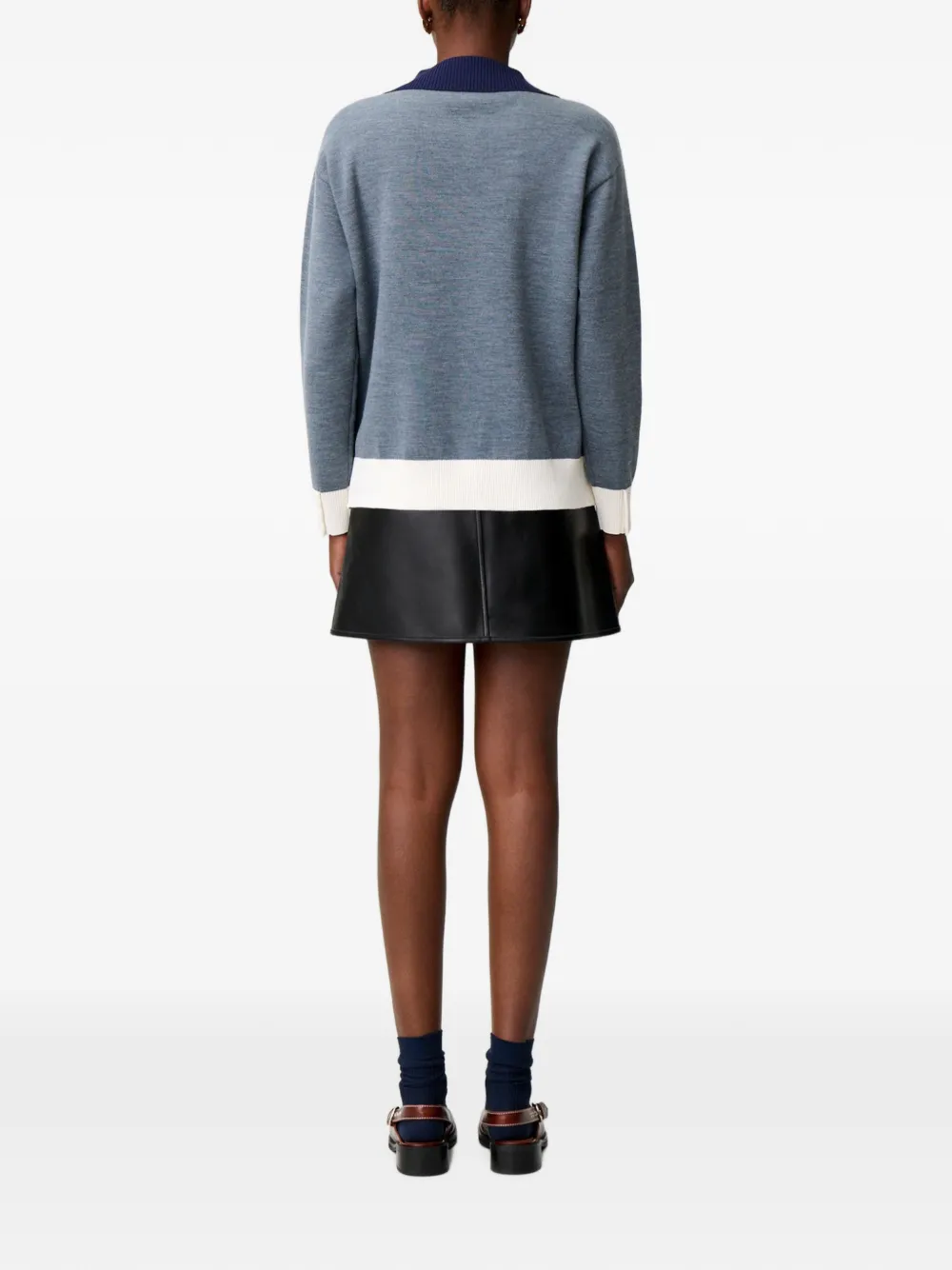Claudie Pierlot Gebreide trui met dubbele kraag Blauw