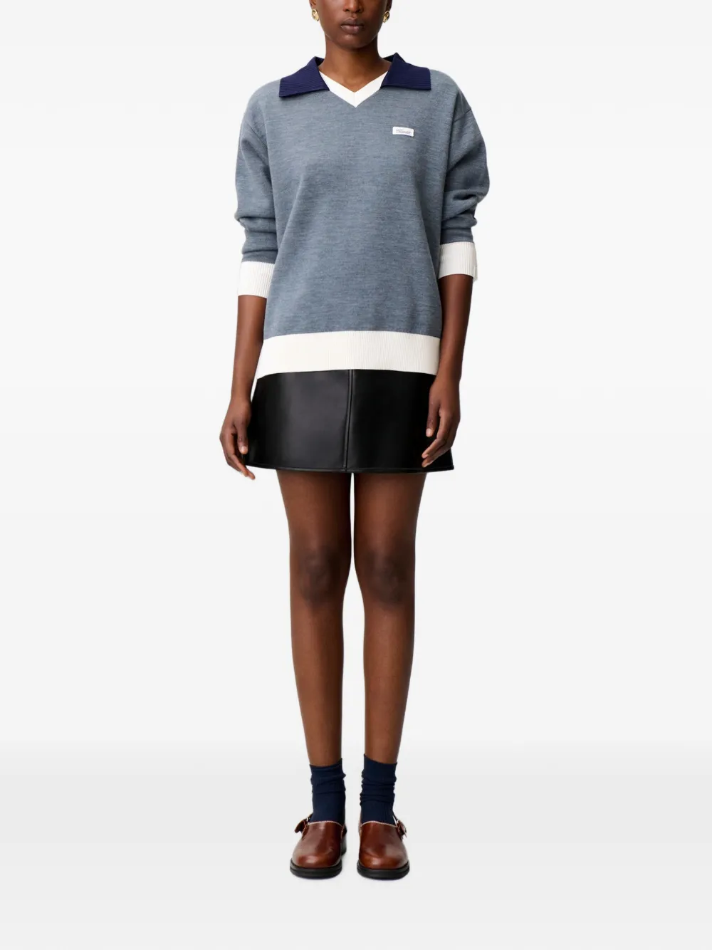 Claudie Pierlot Gebreide trui met dubbele kraag Blauw