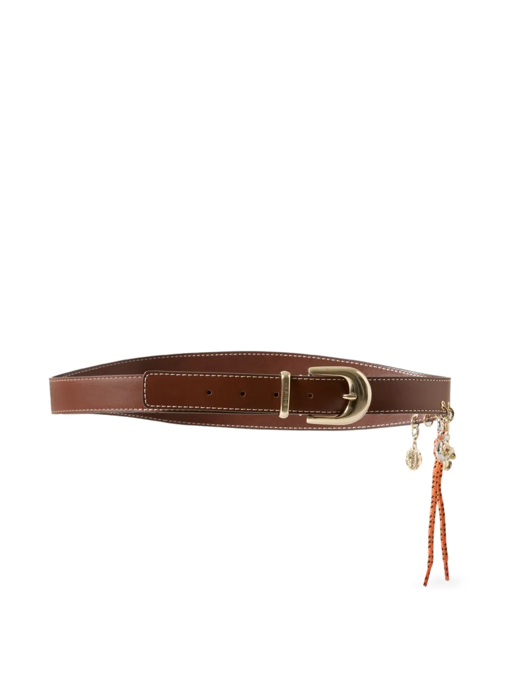 Claudie Pierlot Charm-embellished Topstitched Belt In Yellow