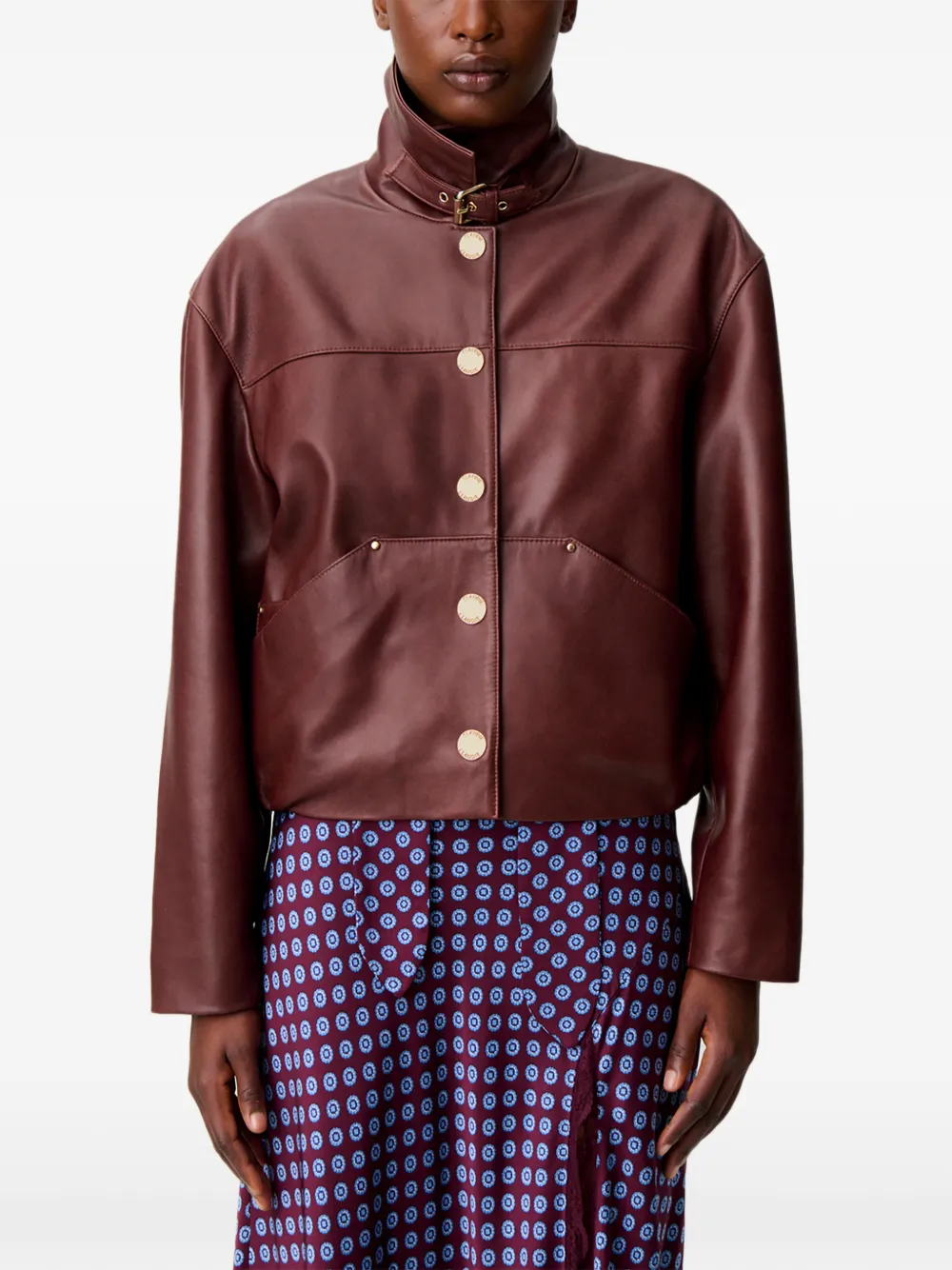Claudie Pierlot Leren jack Bruin