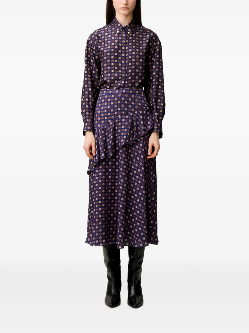  Claudie Pierlot Falda Flowy Estampada - Azul 