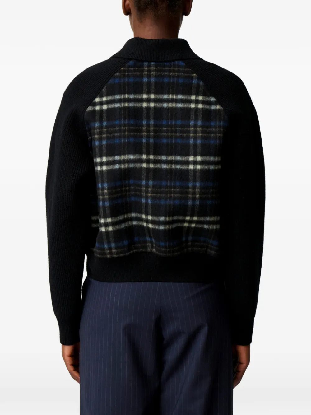 Claudie Pierlot Gestreept jack van twee materialen Zwart