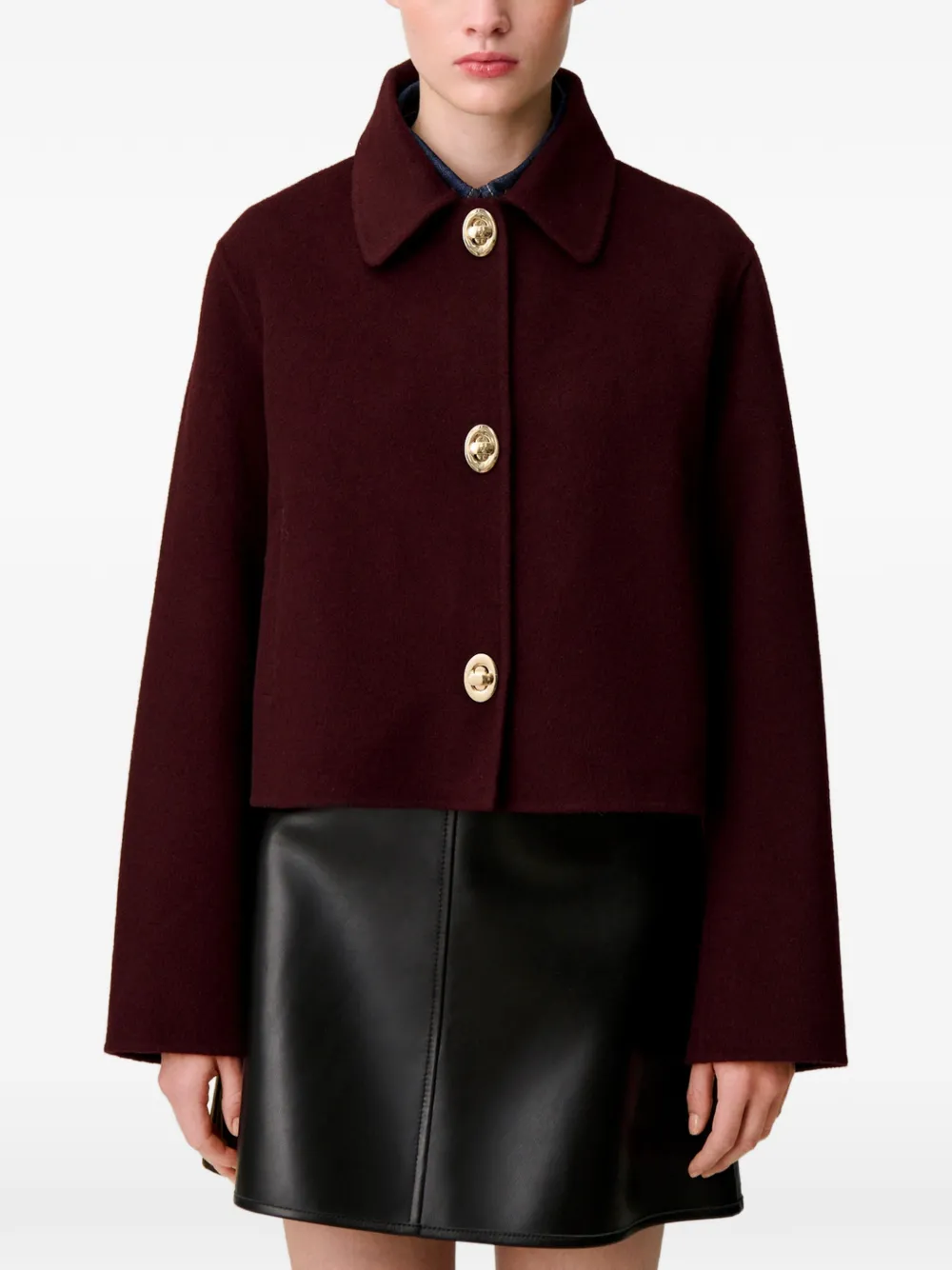 Claudie Pierlot Boxy ribfluwelen jack Rood