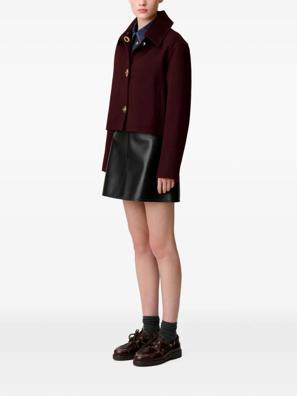 Claudie Pierlot Boxy ribfluwelen jack Rood