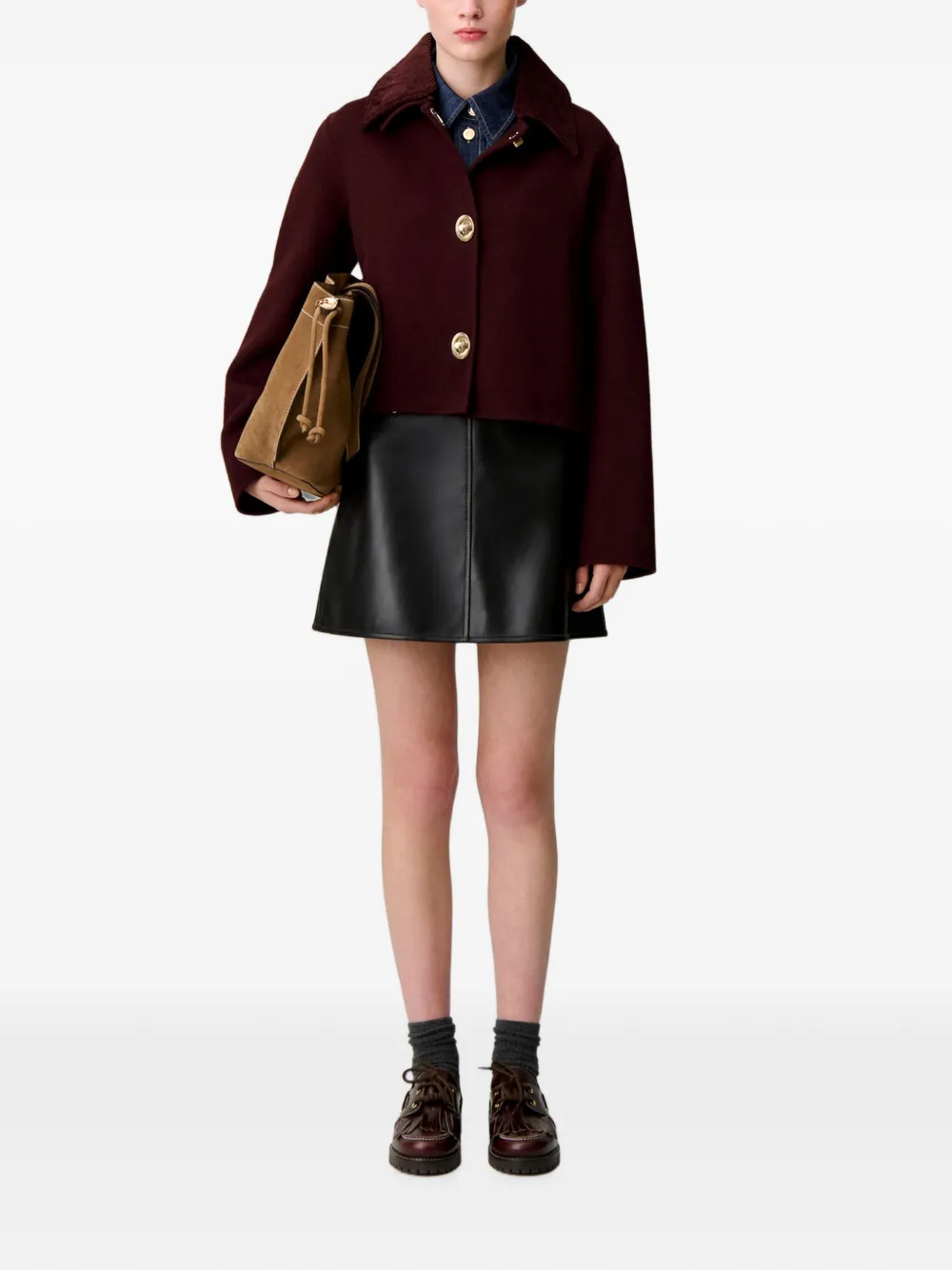 Claudie Pierlot Boxy ribfluwelen jack Rood