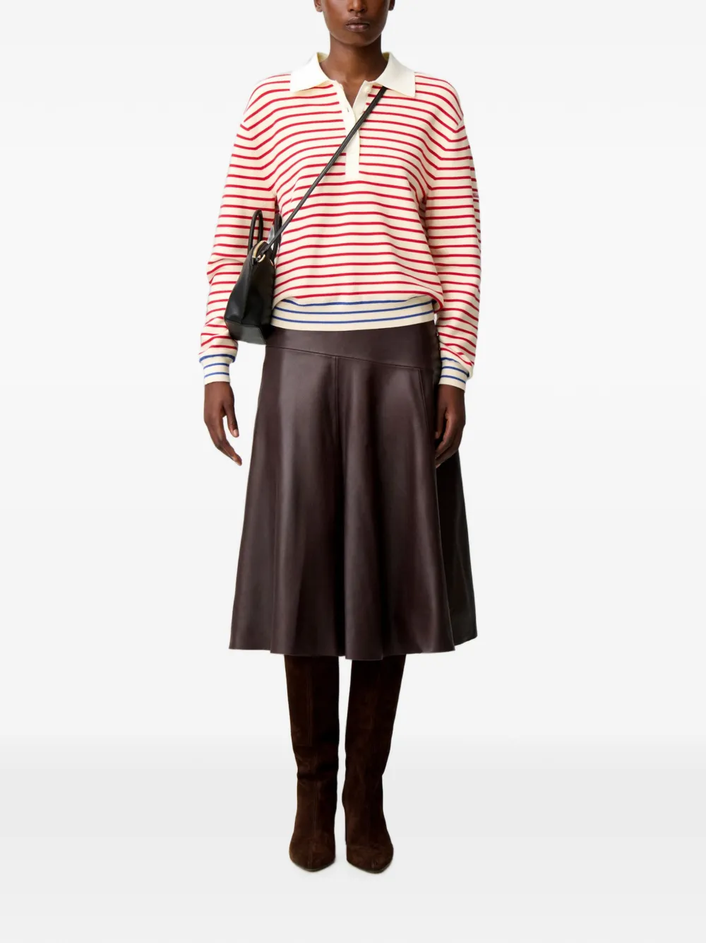 Claudie Pierlot Leren midi-rok Rood