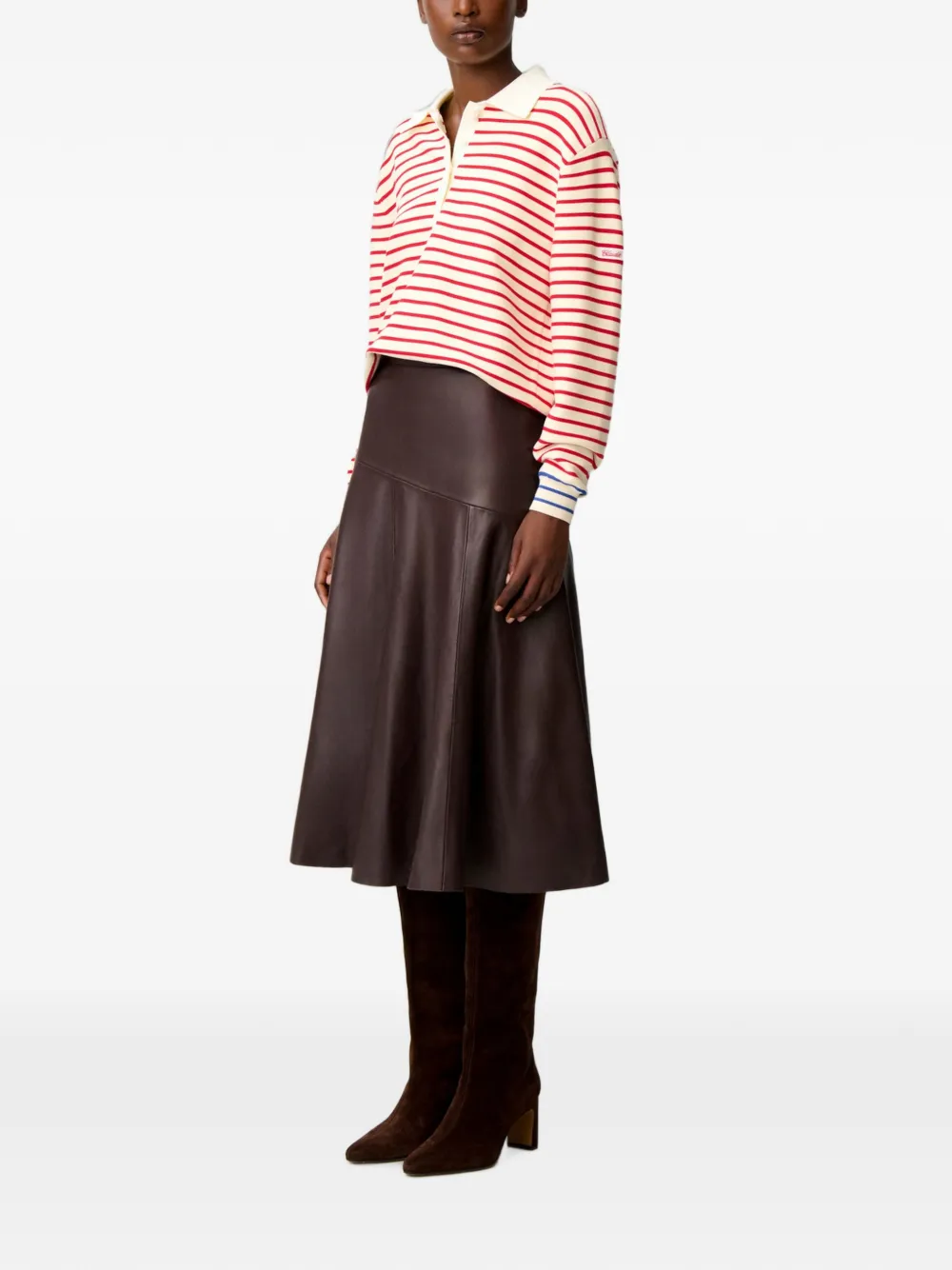 Claudie Pierlot Leren midi-rok Rood