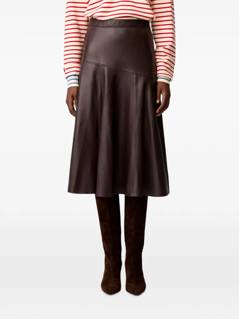 Claudie Pierlot Leren midi-rok Rood