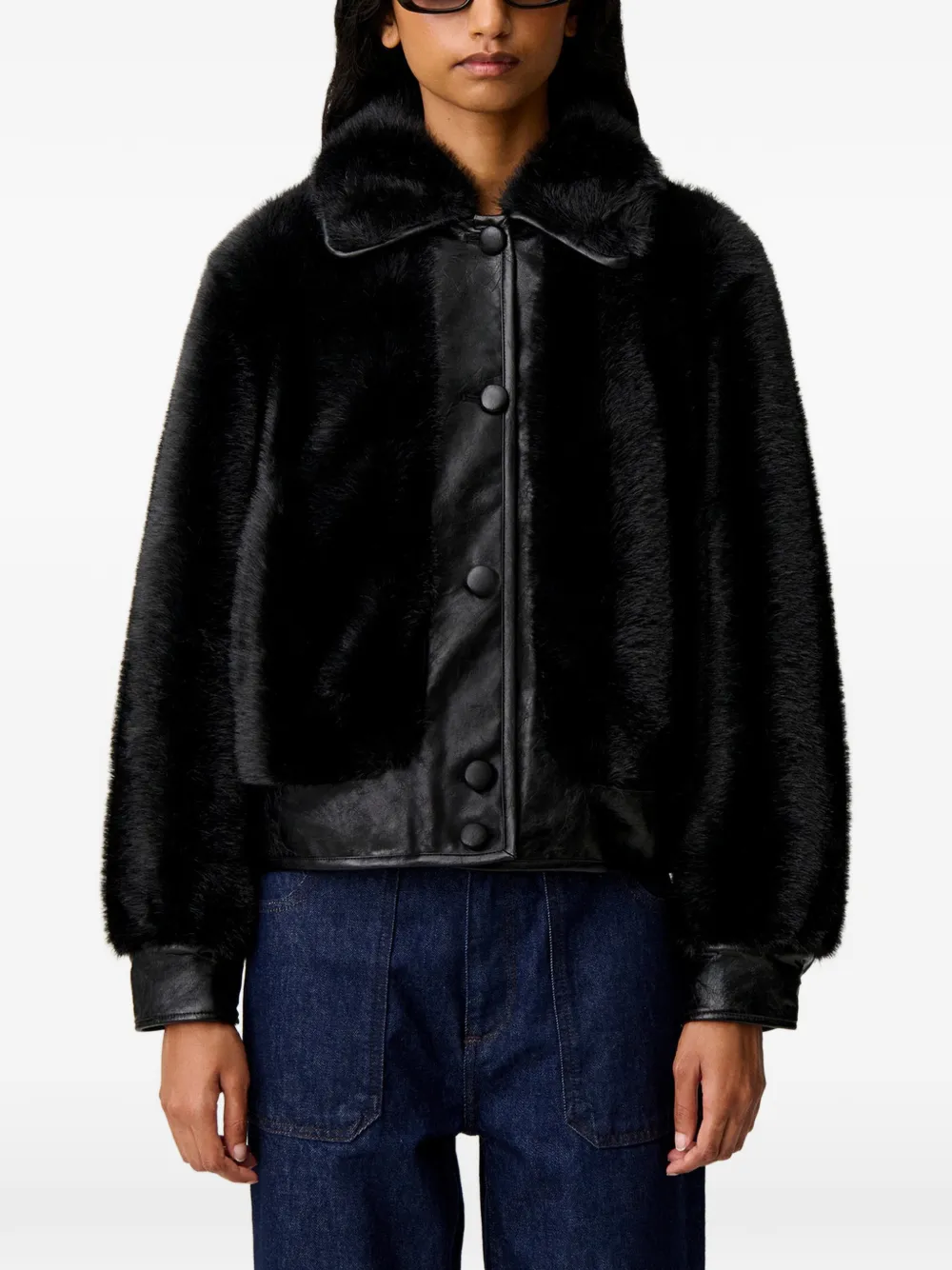 Claudie Pierlot short faux-fur jacket Zwart