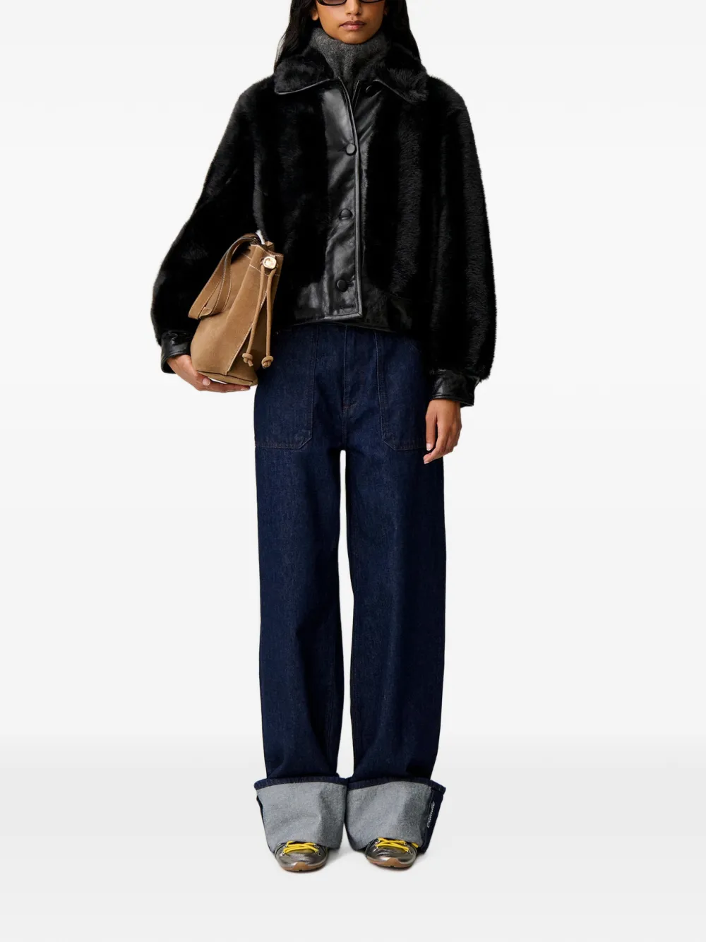 Claudie Pierlot short faux-fur jacket Zwart