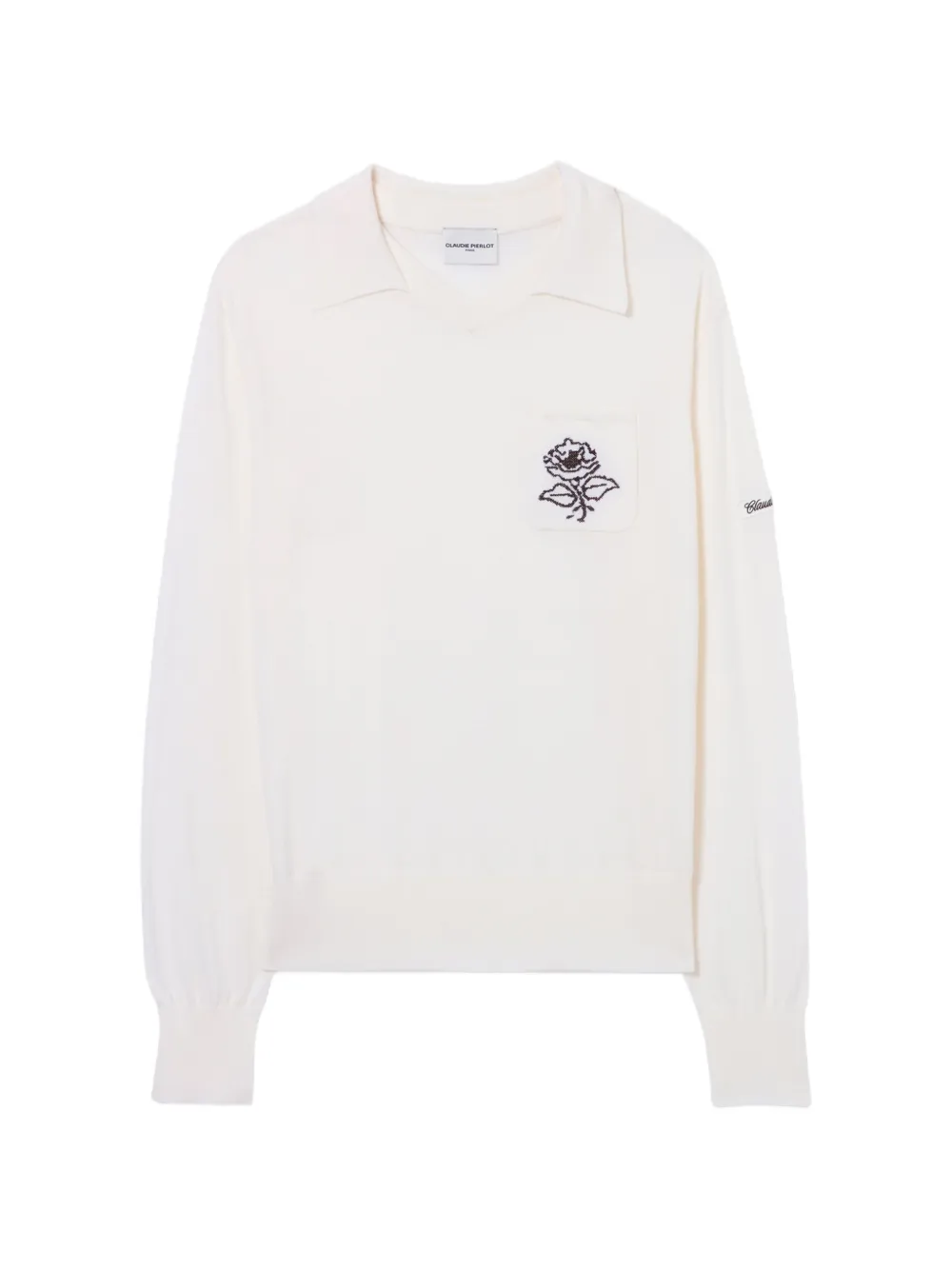 Claudie Pierlot Pullover mit Rosenstickerei - Weiß