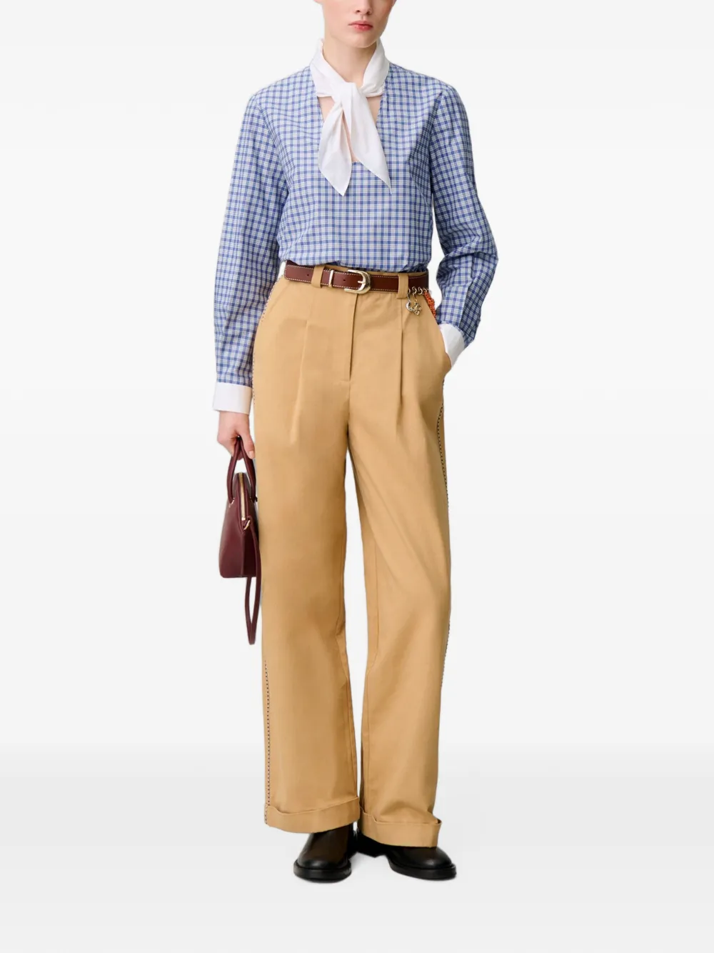 Claudie Pierlot Geruite popeline blouse Blauw