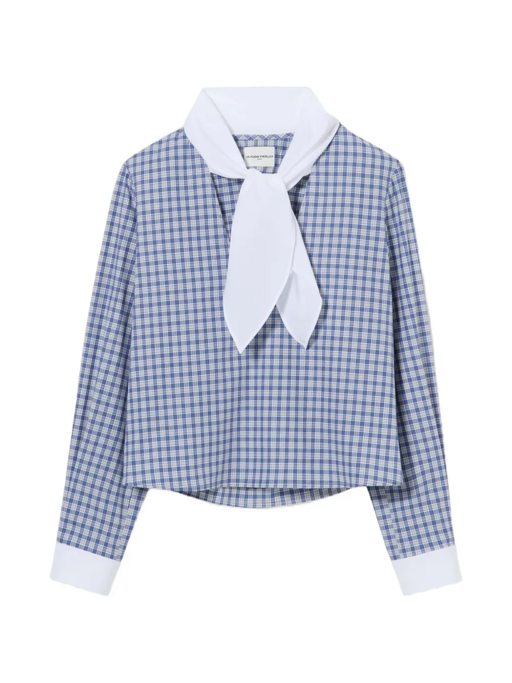 Claudie Pierlot checked pussy-bow top - Blu
