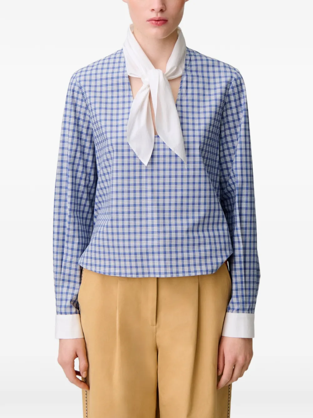 Claudie Pierlot Geruite popeline blouse Blauw