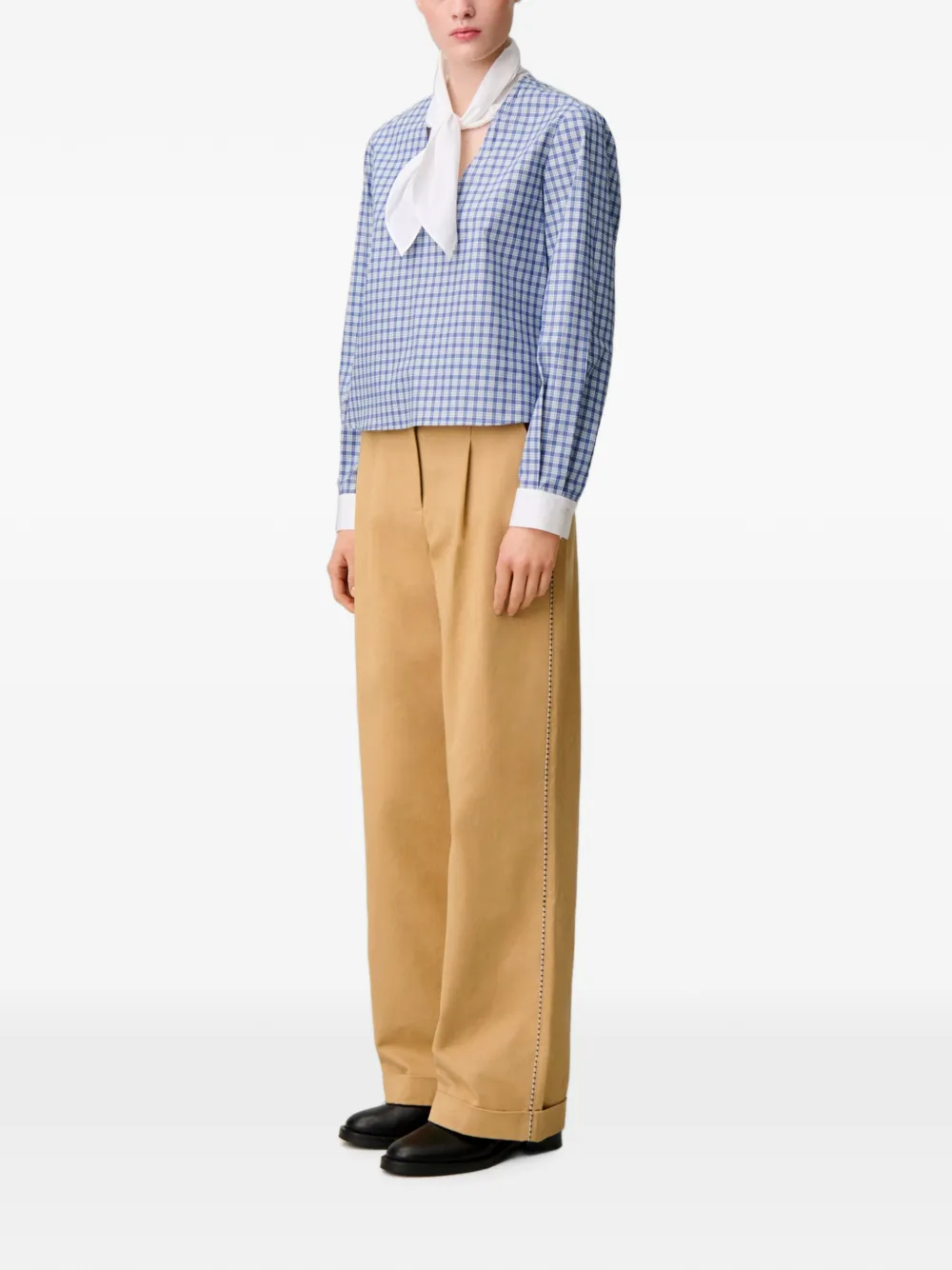 Claudie Pierlot Geruite popeline blouse Blauw