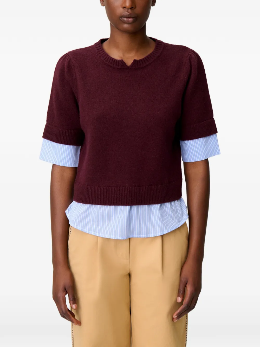 Claudie Pierlot Gelaagde top met korte mouwen Rood