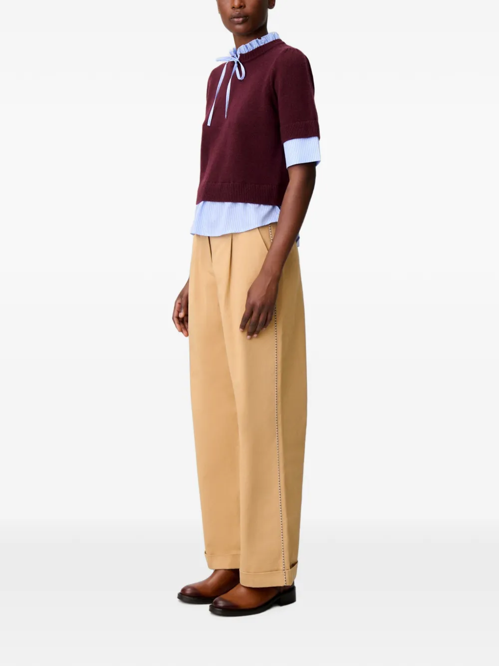 Claudie Pierlot Gelaagde top met korte mouwen Rood