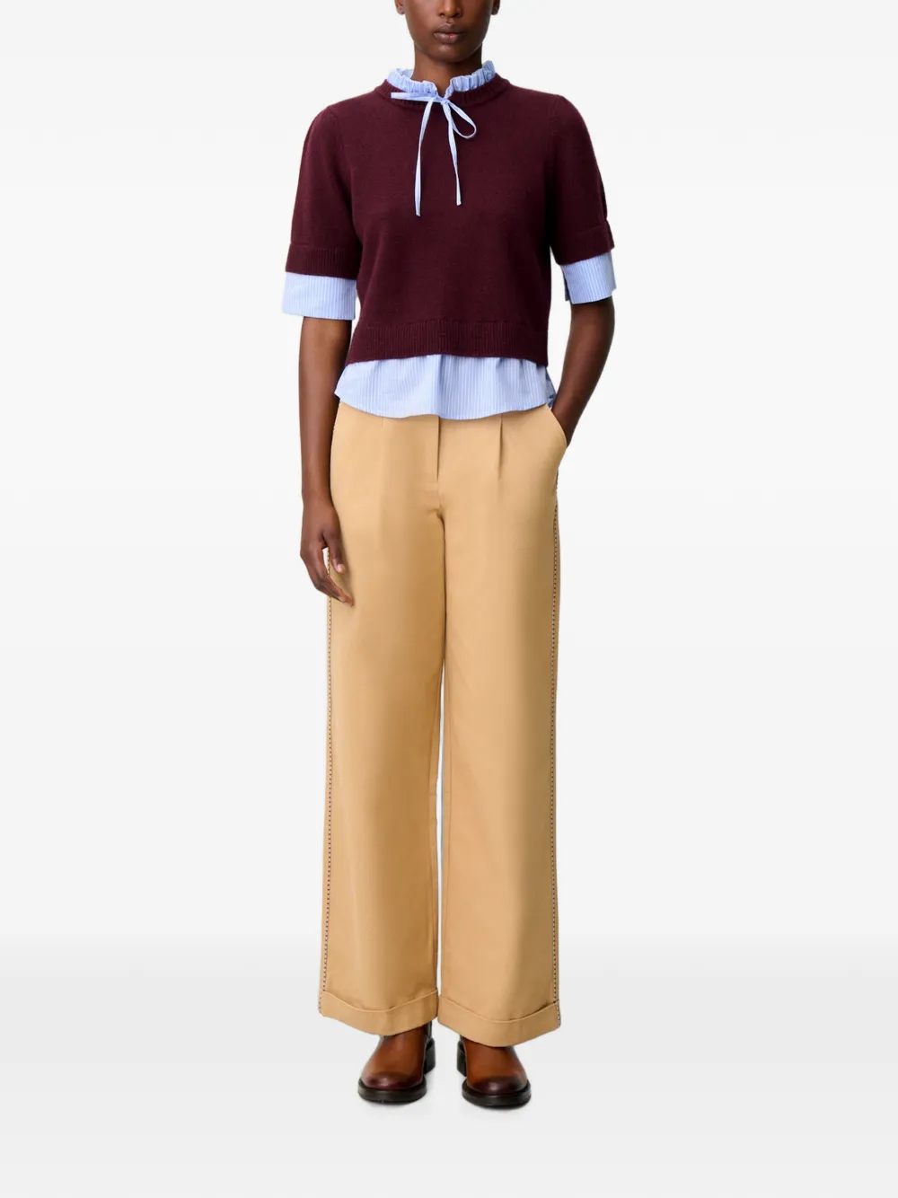 Claudie Pierlot Gelaagde top met korte mouwen Rood