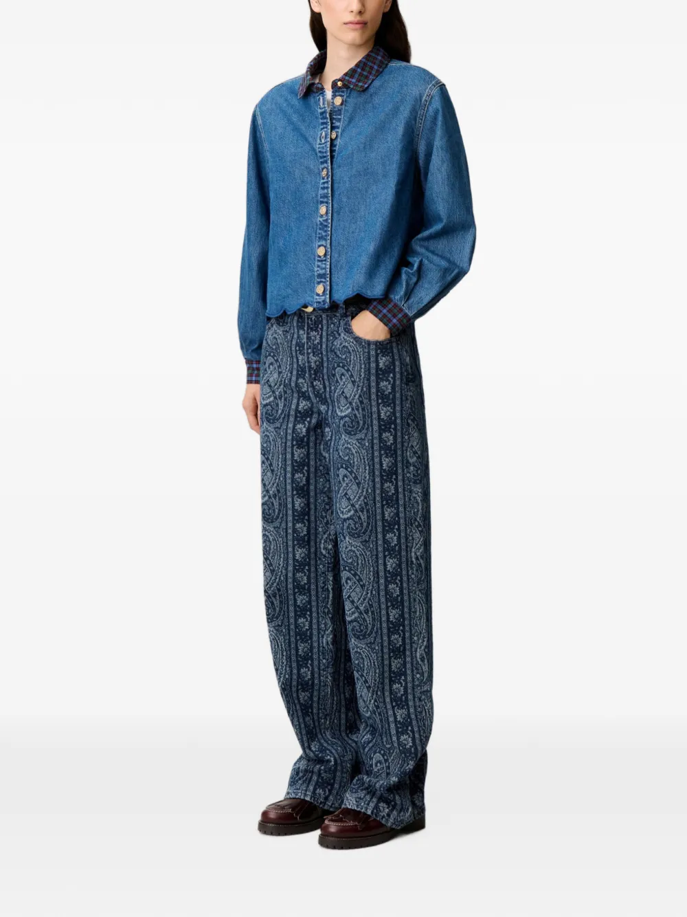 Claudie Pierlot Katoenen denim blouse Blauw