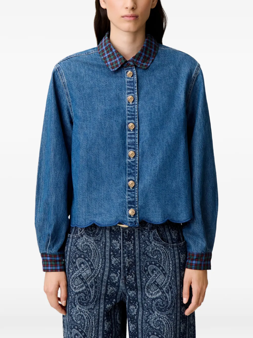 Claudie Pierlot Katoenen denim blouse Blauw