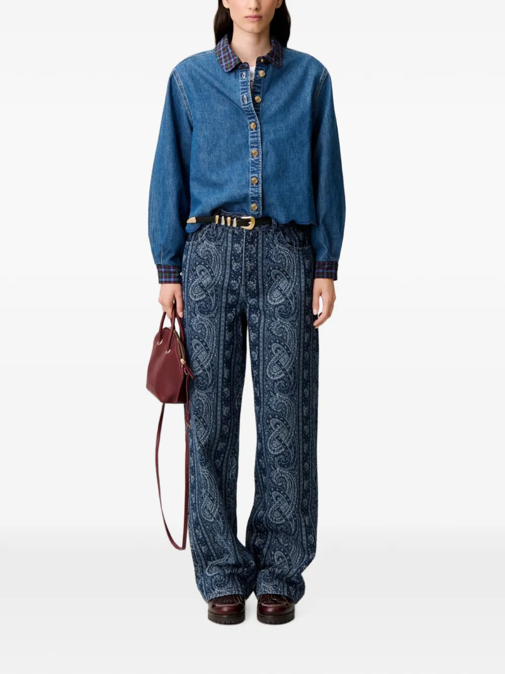 Claudie Pierlot Katoenen denim blouse Blauw
