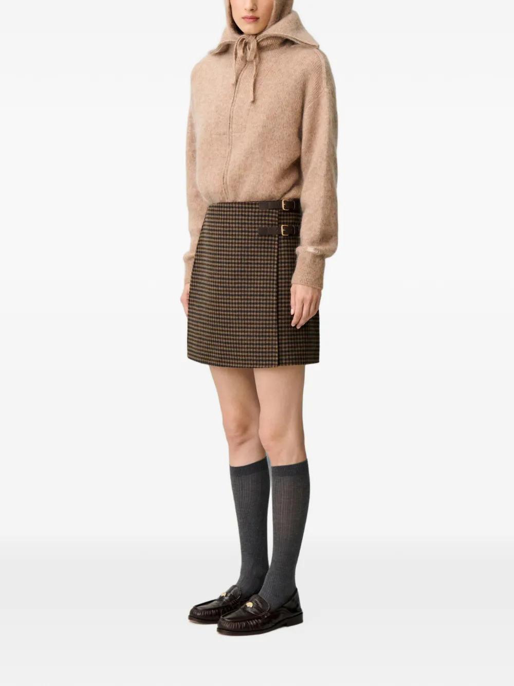 Claudie Pierlot Geruite wikkelrok Bruin