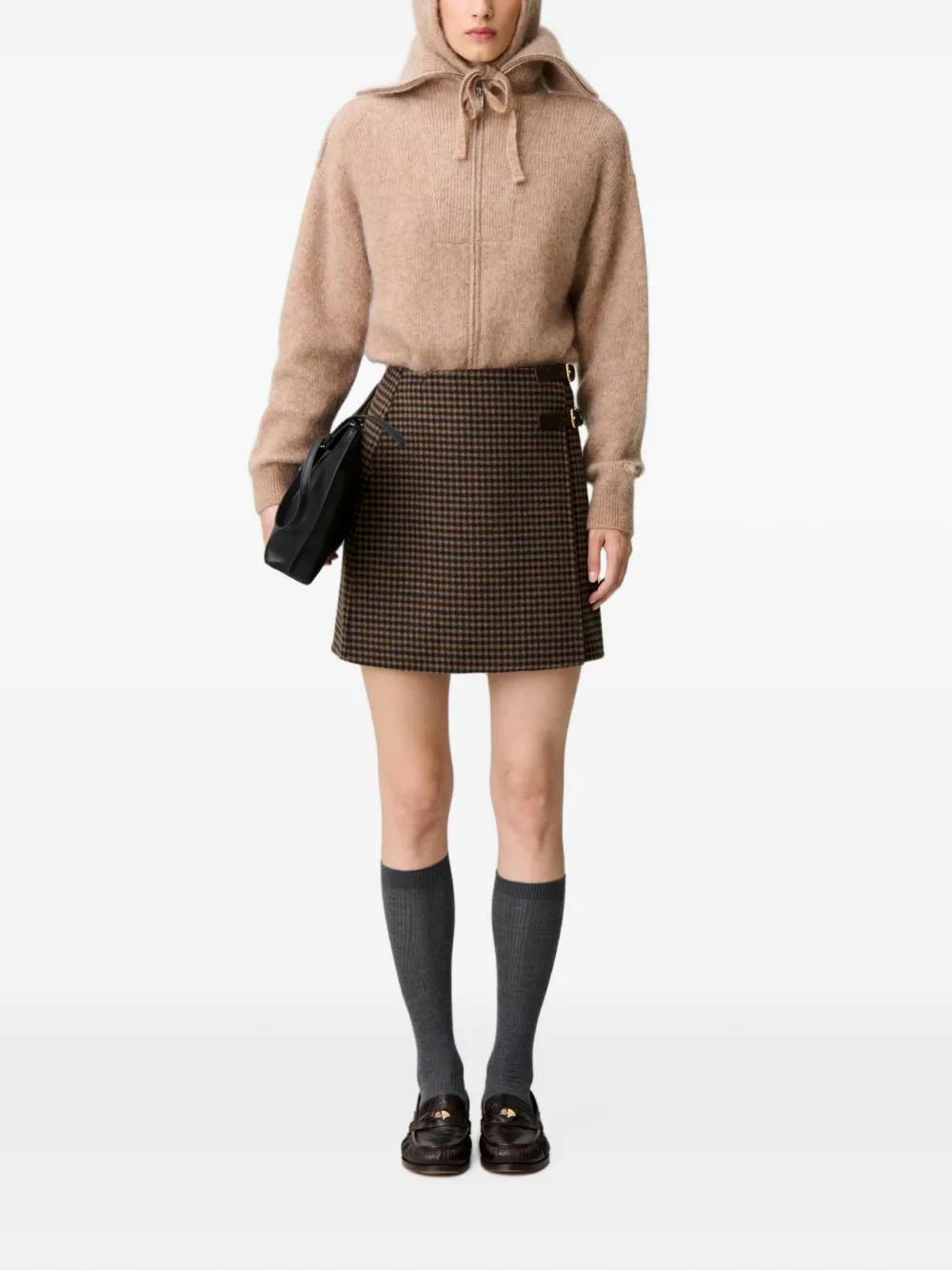 Claudie Pierlot Geruite wikkelrok Bruin