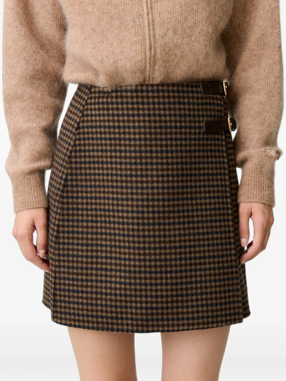 Claudie Pierlot Geruite wikkelrok Bruin
