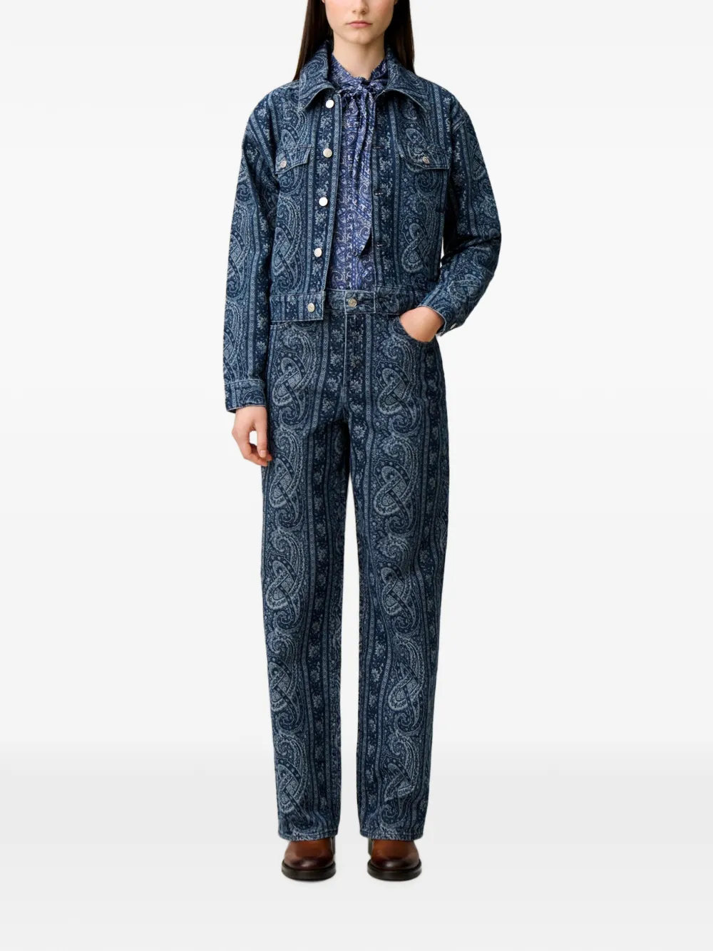  Claudie Pierlot Vaqueros Rectos Estampados - Azul 
