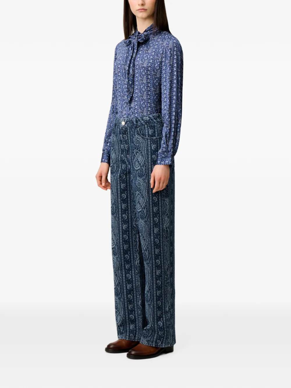  Claudie Pierlot Vaqueros Rectos Estampados - Azul 