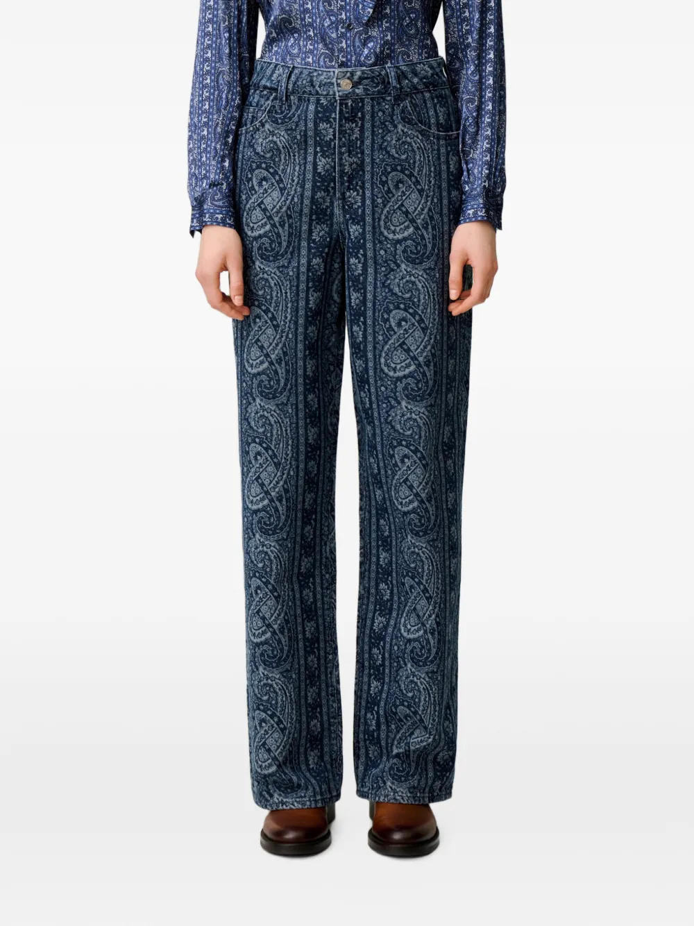 Claudie Pierlot Straight denim jeans met print Blauw