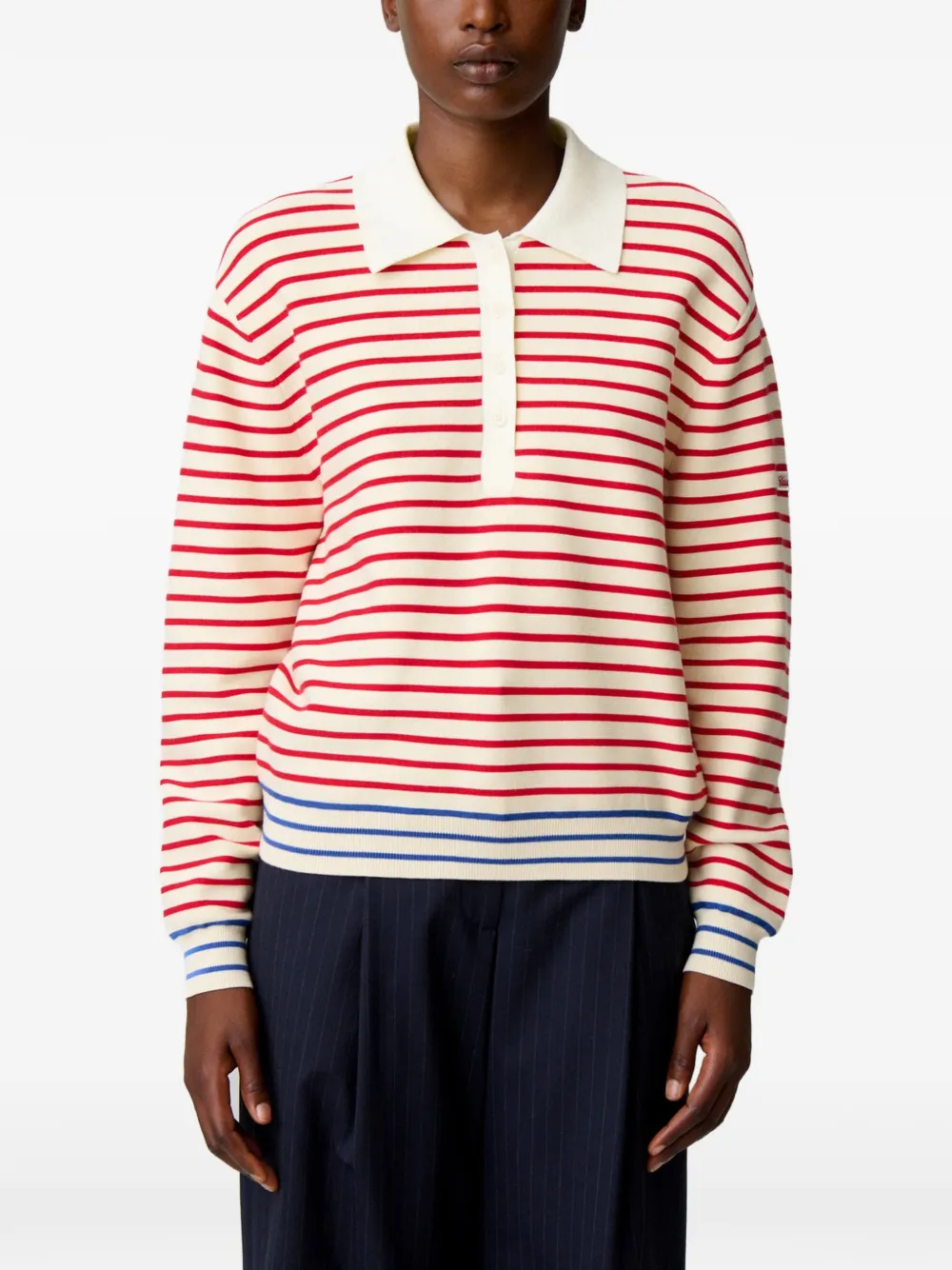 Claudie Pierlot striped polo neck jumper Beige