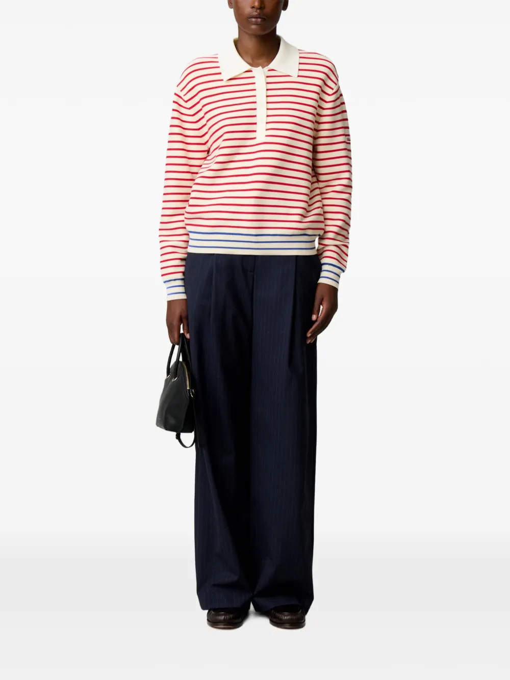 Claudie Pierlot striped polo neck jumper Beige