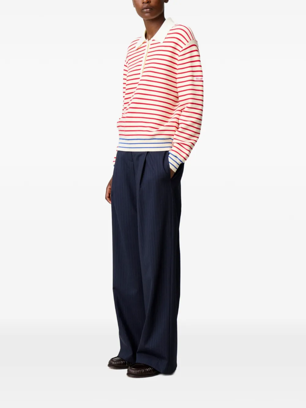 Claudie Pierlot striped polo neck jumper Beige