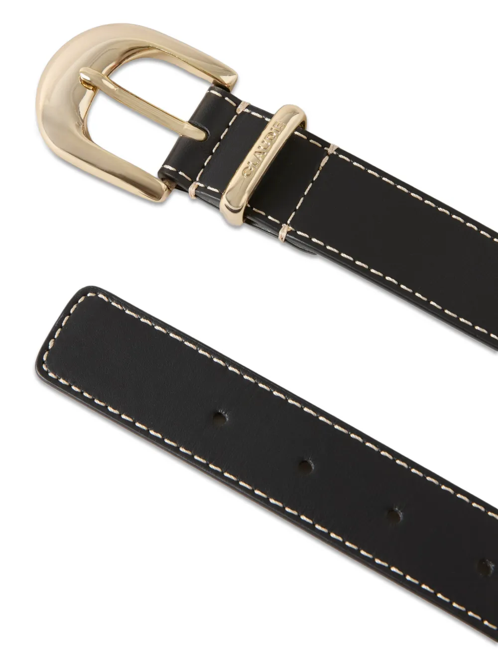 Claudie Pierlot Leren riem met ringlets en bedels Zwart