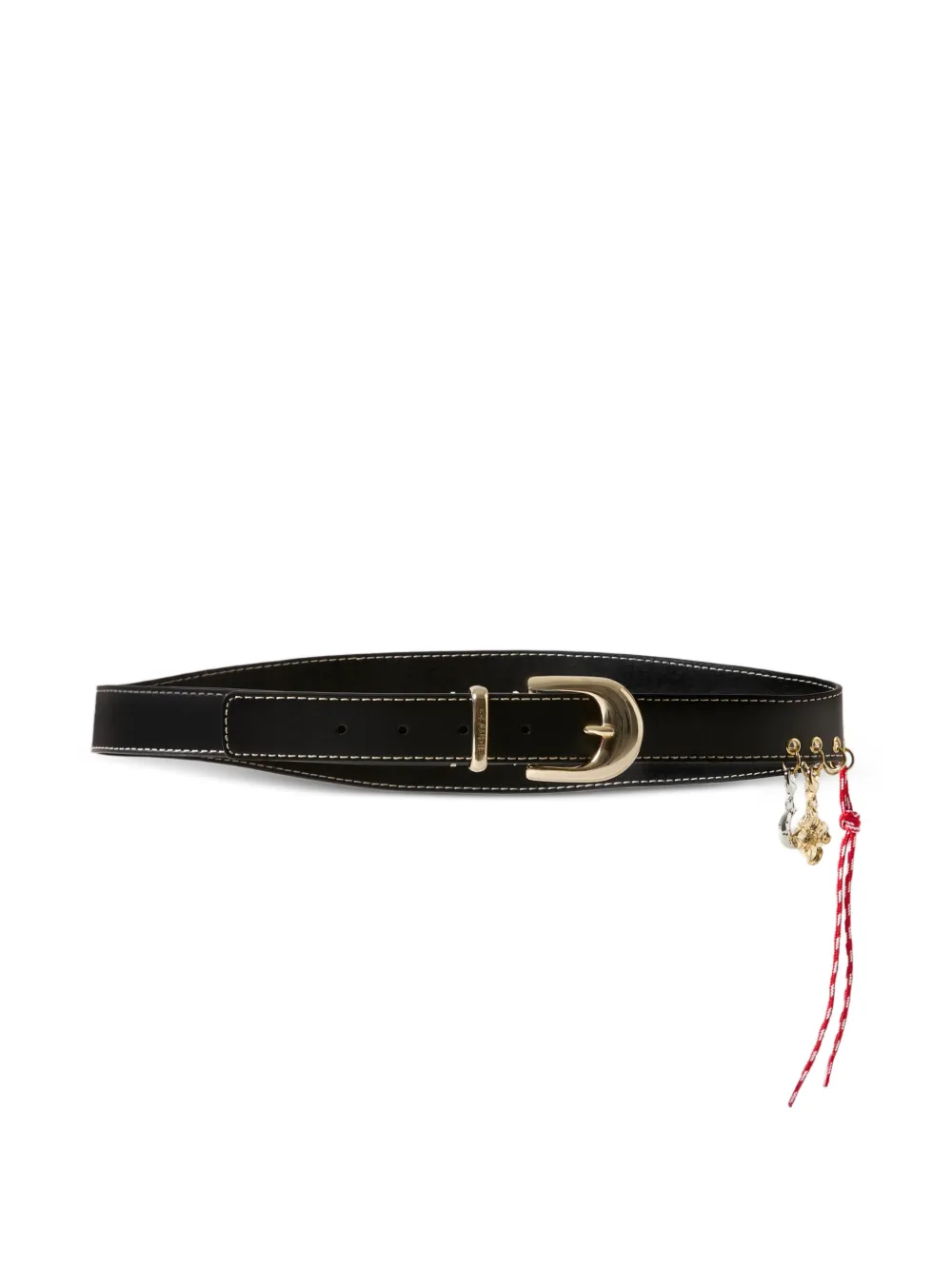 Claudie Pierlot Leather Eyelet Belt With Charms In Black
