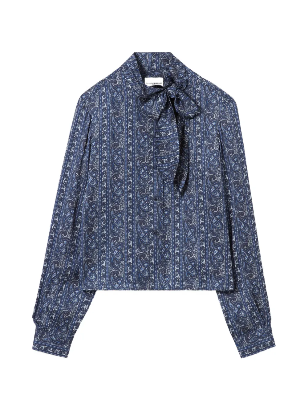 Claudie Pierlot printed pussy-bow shirt - Blu