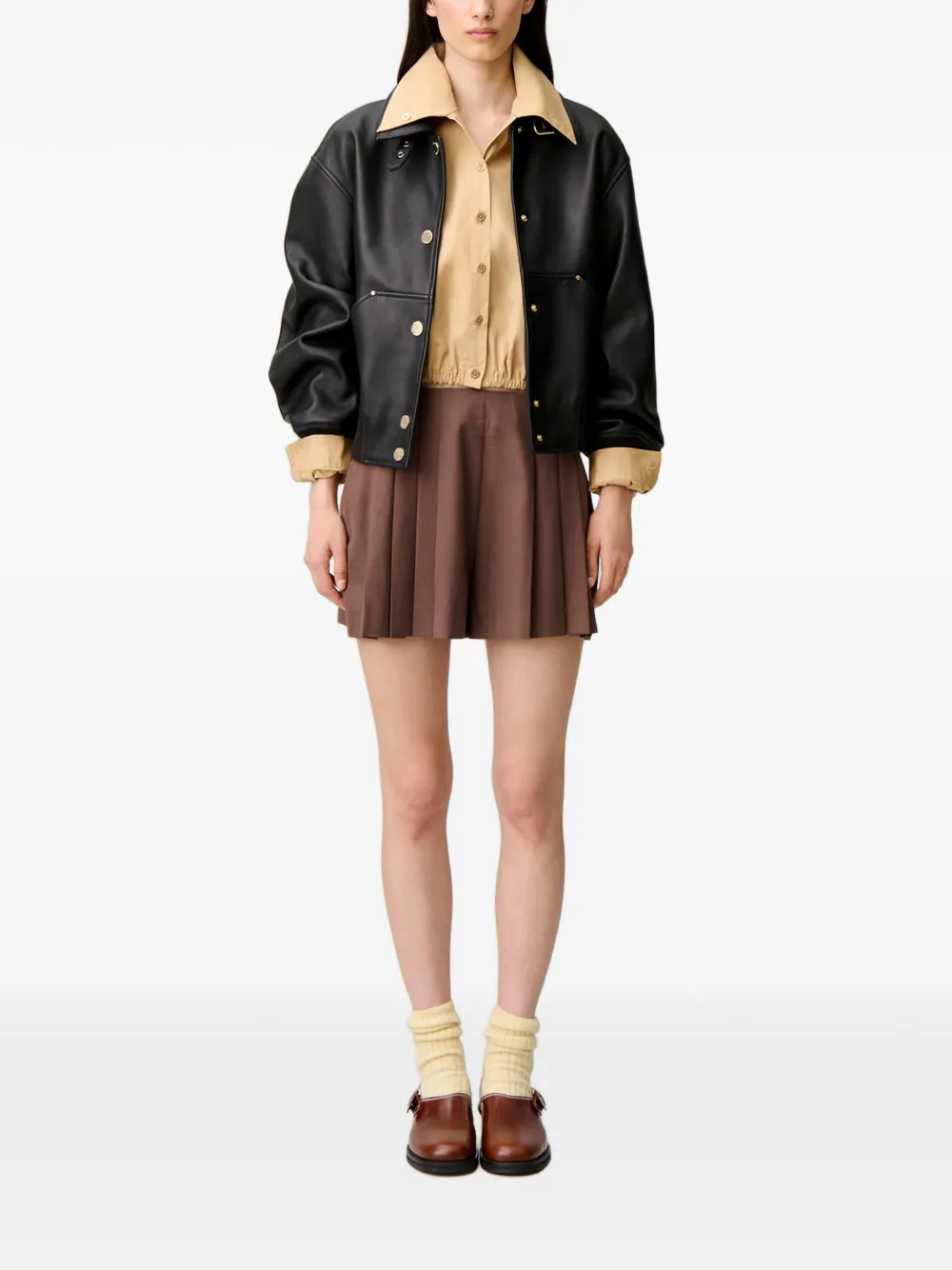 Claudie Pierlot Straight shorts met brede pijpen Bruin