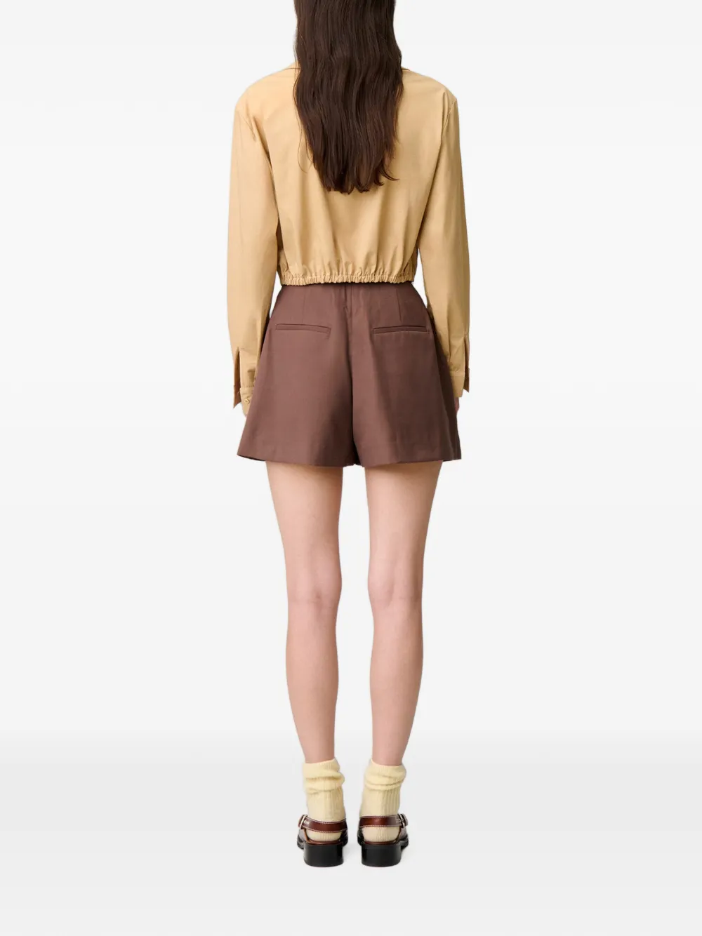 Claudie Pierlot Straight shorts met brede pijpen Bruin