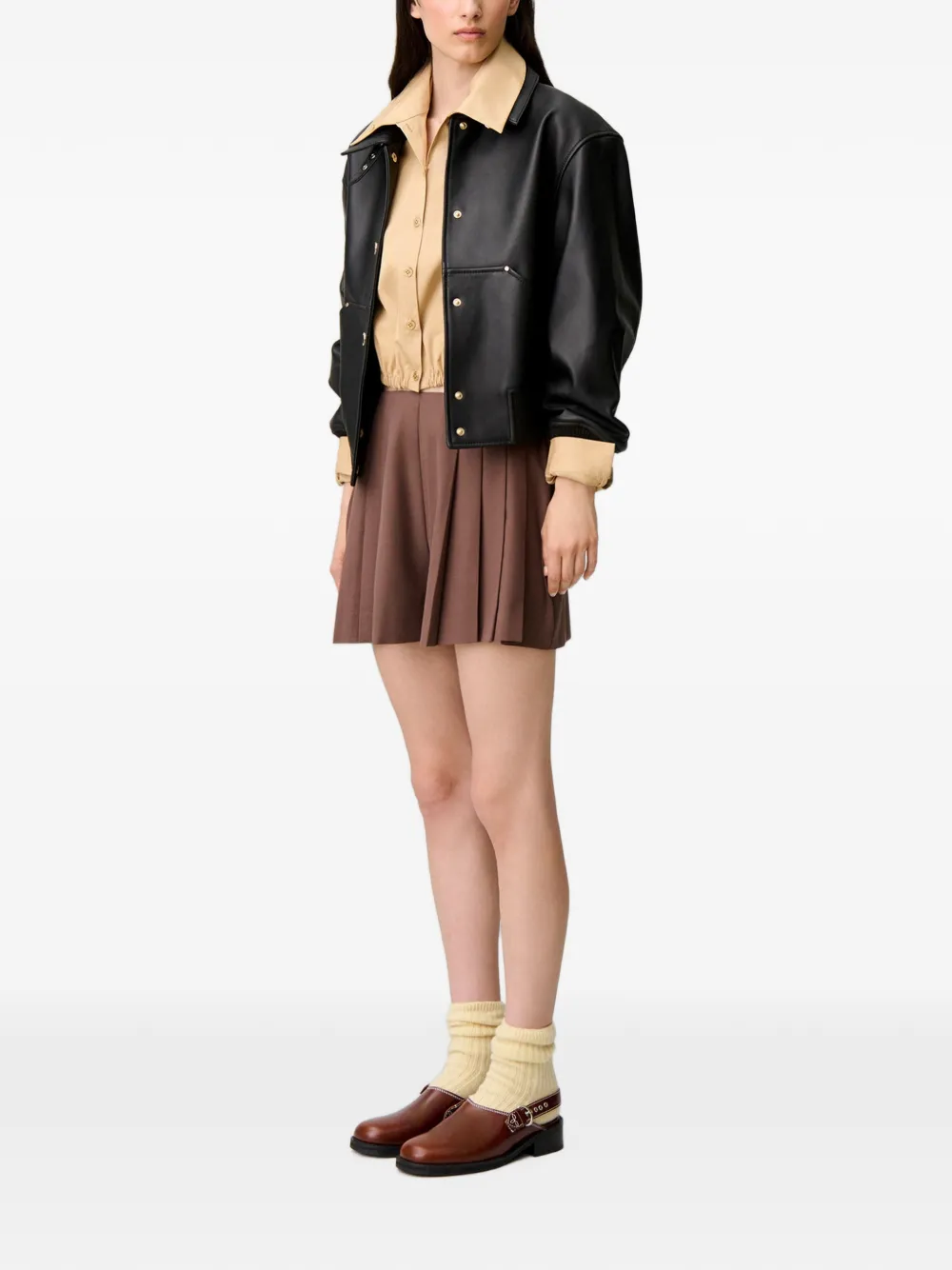 Claudie Pierlot Straight shorts met brede pijpen Bruin