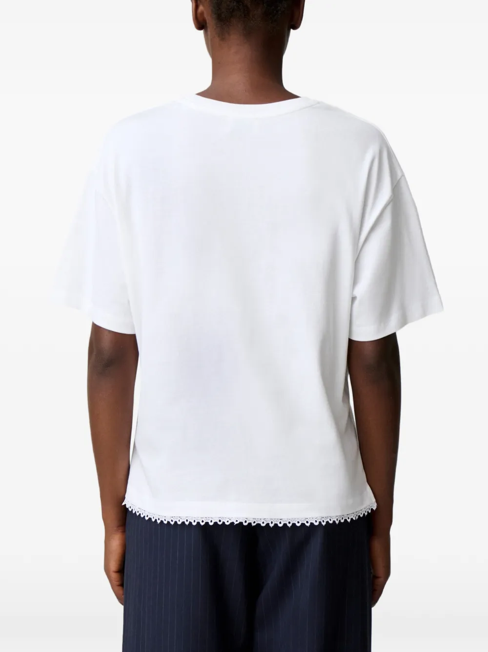 Claudie Pierlot T-shirt van jersey met ton-sur-ton bloemen Wit