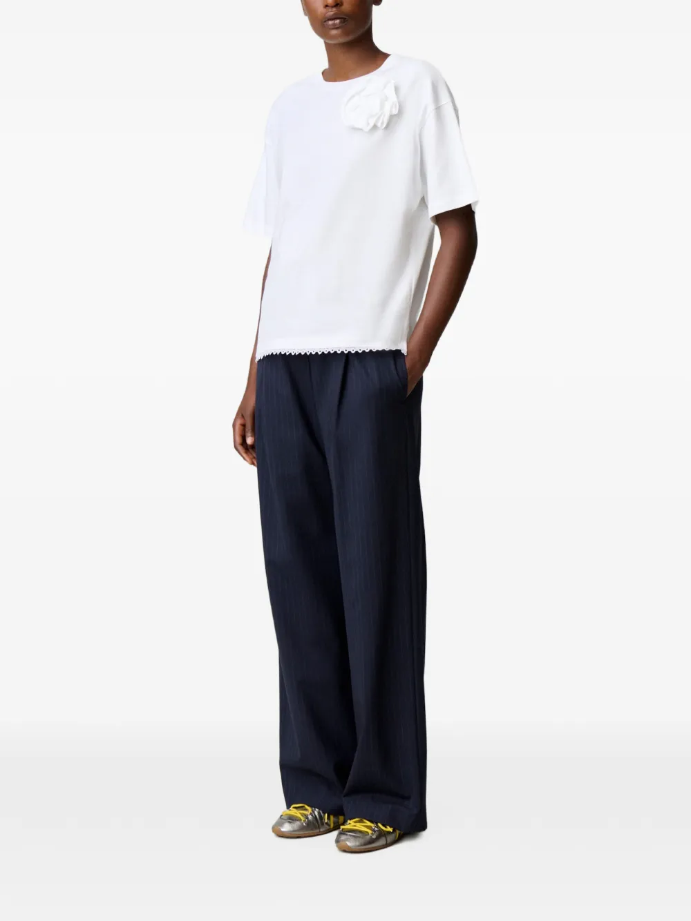 Claudie Pierlot T-shirt van jersey met ton-sur-ton bloemen Wit