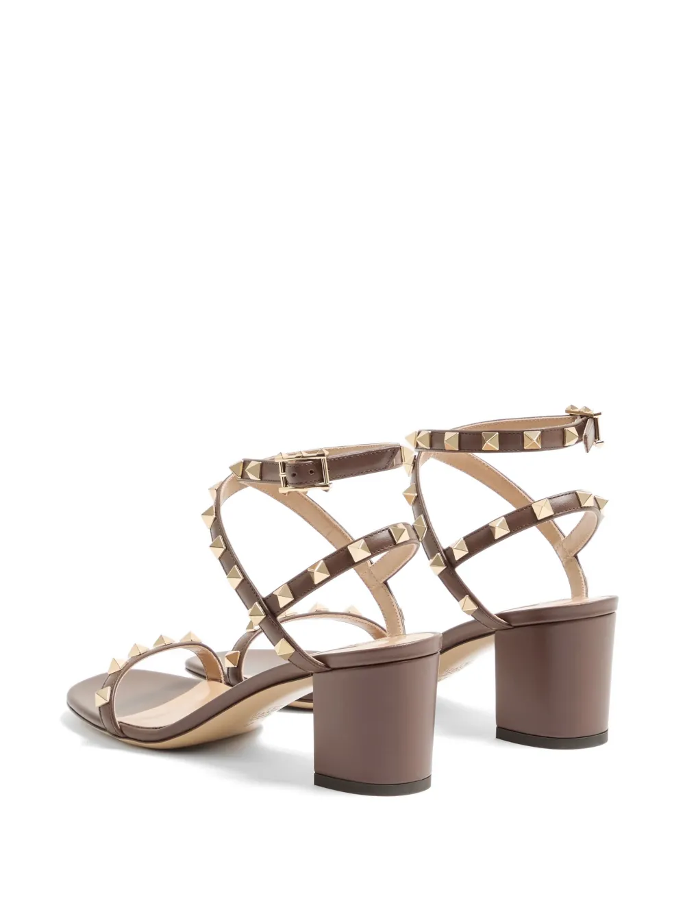 Valentino Garavani Rockstud kalfsleren sandalen met bandjes Bruin