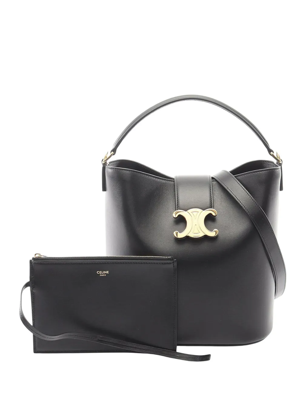 Celine Pre-Owned 2010-2026 Calkfskin Medium Louise Bucket Bag satchel - Nero