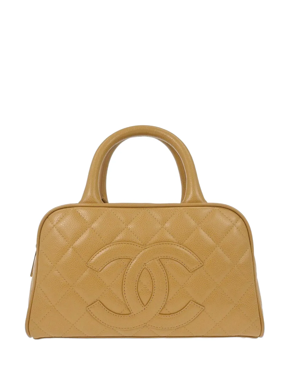 CHANEL Pre-Owned 2003 27 diamond-quilted bowling bag - Nude